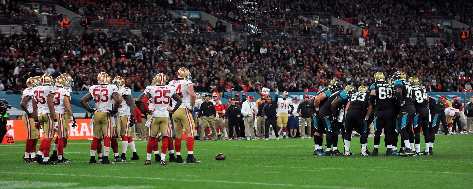 The National Football League’s Jacksonville Jaguars played the San Francisco 49ers in an internationally televised game Oct. 27, 2013, at Wembley Stadium in London, England. The NFL gave U.S. Air Force Airman 1st Class James Taylor, 100th S