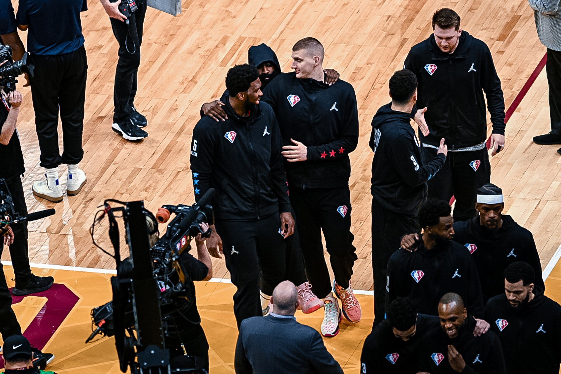 Joel Embiid, James Harden, and Nikola Jokic