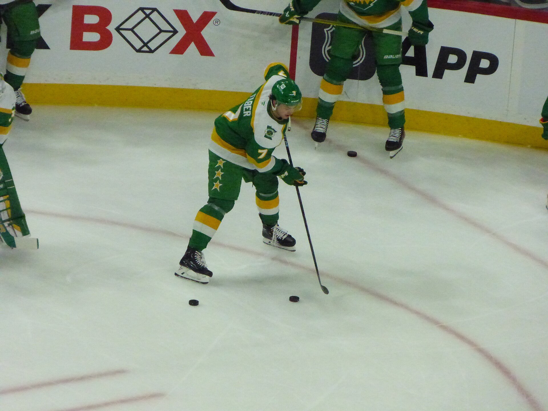 Brock Faber in pregame, Pittsburgh Penguins @ Minnesota Wild, March 9 2025